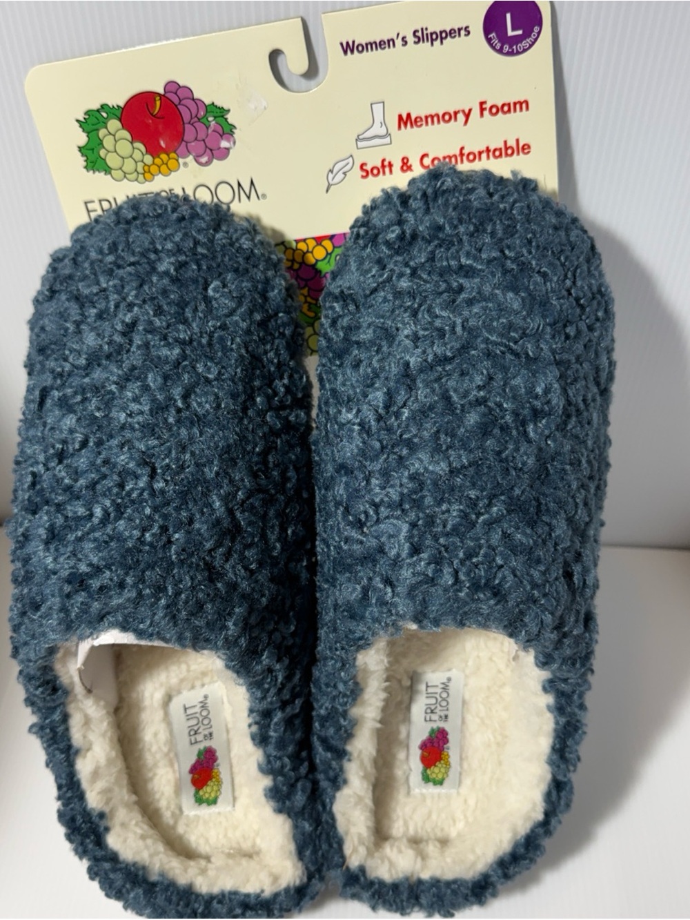 Fruit of the Loom Blue Cozy Sherpa Women's Slippers